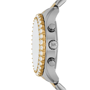Side profile of Michael Kors Everest MK7415 showing 11mm thickness and gold-tone finish with 50m water resistance