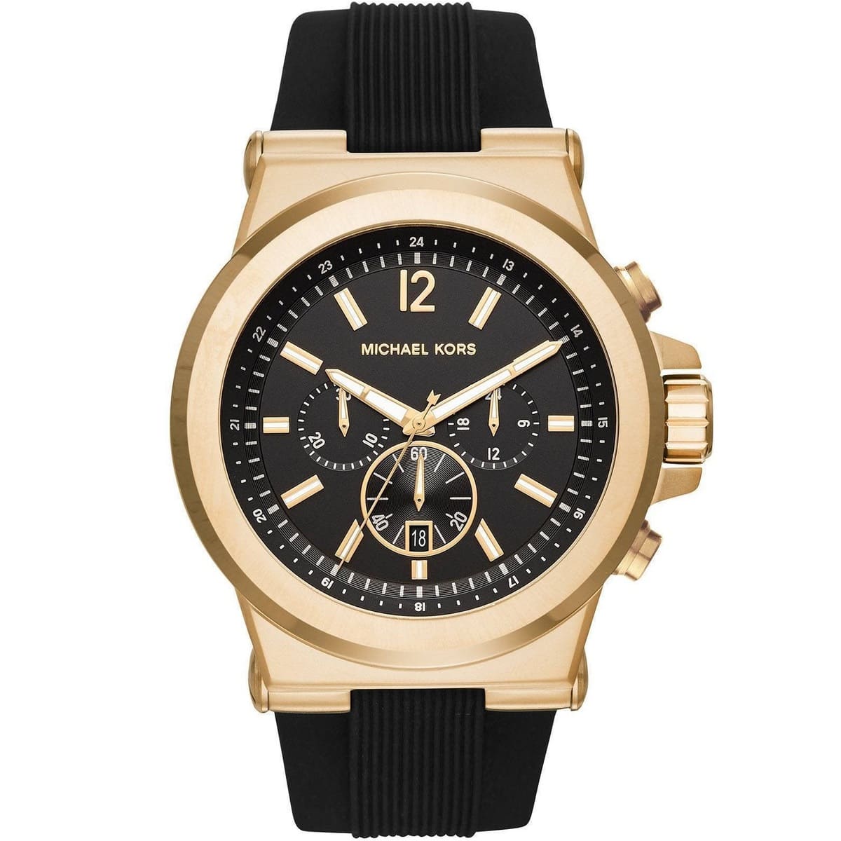 Michael Kors MK8445 Men’s Black Dial Black Rubber Strap Chronograph Watch - Luxury Hub Store