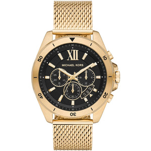 Michael Kors MK8867 Men’s Black Dial Gold Stainless Steel Brecken Chronograph Watch - Luxury Hub Store