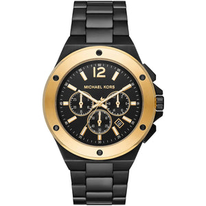 Michael Kors MK8941 Men’s Black Dial Black Gold Stainless Steel Lennox Chronograph Watch - Luxury Hub Store