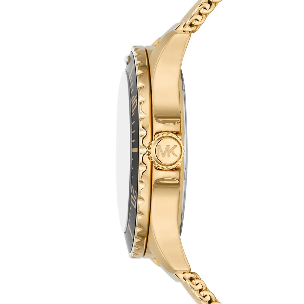 Side view of Michael Kors MK9083 showing crown guard and case profile