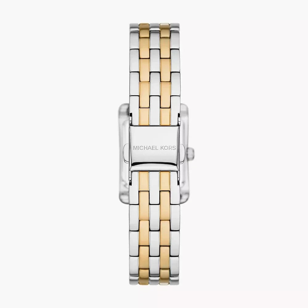 Back view photo of Michael Kors MKO1035 showing the stainless steel caseback info