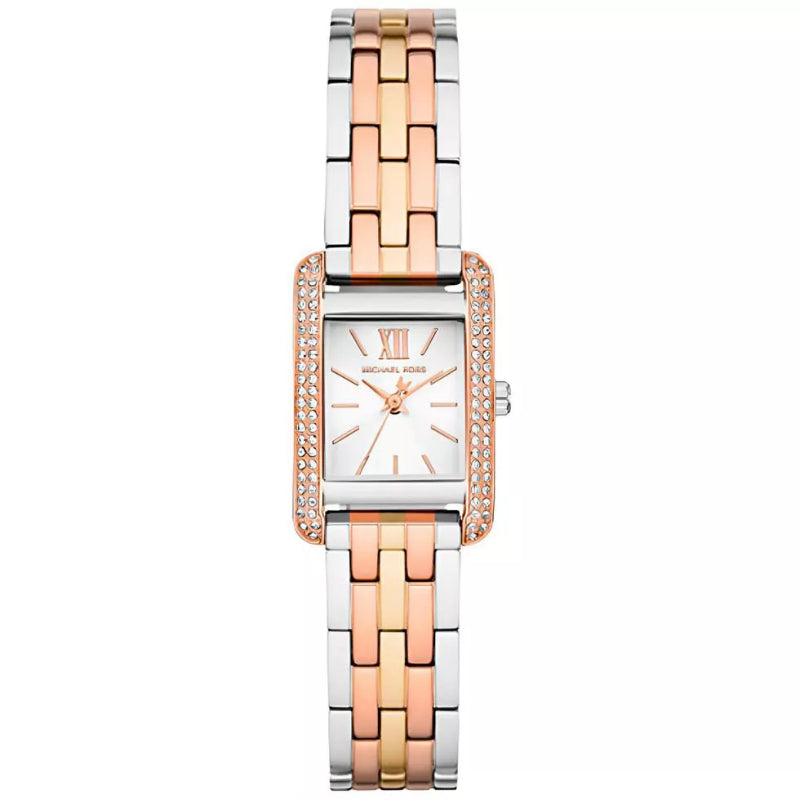 Authentic real-life photo of Michael Kors MKo1146 showing actual tri-tone finish and crystal bezel