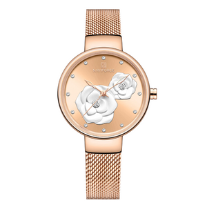 Naviforce NF5013-RG-RG-RG Women's Fashion Watch – Rose Gold Mesh Bracelet