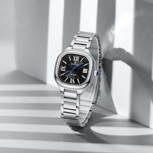 Naviforce NF5042-S-B-S Women's Square Watch – Black Dial & Silver Steel Strap – view 3