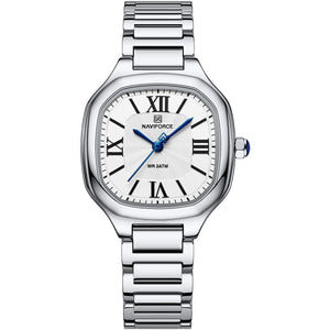 Naviforce NF5042-S-W-S Women's Watch – White Dial & Silver Steel Bracelet