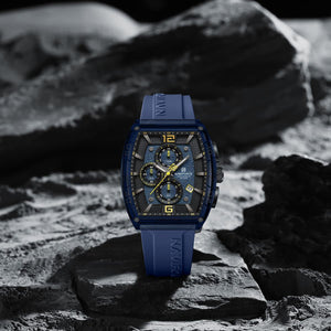 Naviforce NF6101-BE-Y-BE Men's Square Chronograph Watch – Blue Dial & Blue Rubber Strap – view 3
