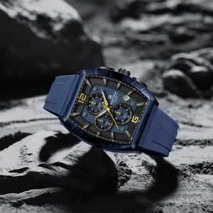 Naviforce NF6101-BE-Y-BE Men's Square Chronograph Watch – Blue Dial & Blue Rubber Strap – view 4