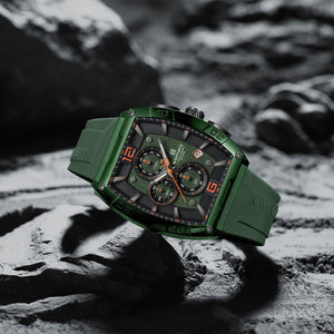 Naviforce NF6101-GN-O-GN Men's Square Chronograph Watch – Green Dial & Green Rubber Strap – view 4