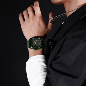Naviforce NF6101-GN-O-GN Men's Square Chronograph Watch – Green Dial & Green Rubber Strap – view 5