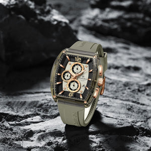 Naviforce NF6101-GY-Y-GY Men's Square Chronograph Watch – Gray Dial & Gray Rubber Strap – view 4