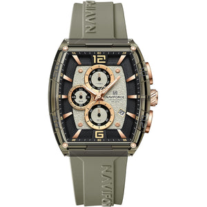 Naviforce NF6101-GY-Y-GY Men's Square Chronograph Watch – Gray Dial & Gray Rubber Strap