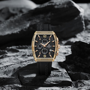 Naviforce NF6101-RG-Y-B Men's Square Chronograph Watch – Rose Gold Case, Black Dial & Black Rubber Strap – view 3