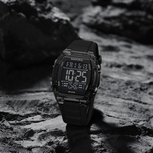 Naviforce NF6106-B-B Men's Square Digital Watch – Black Dial & Black Rubber Strap – view 4