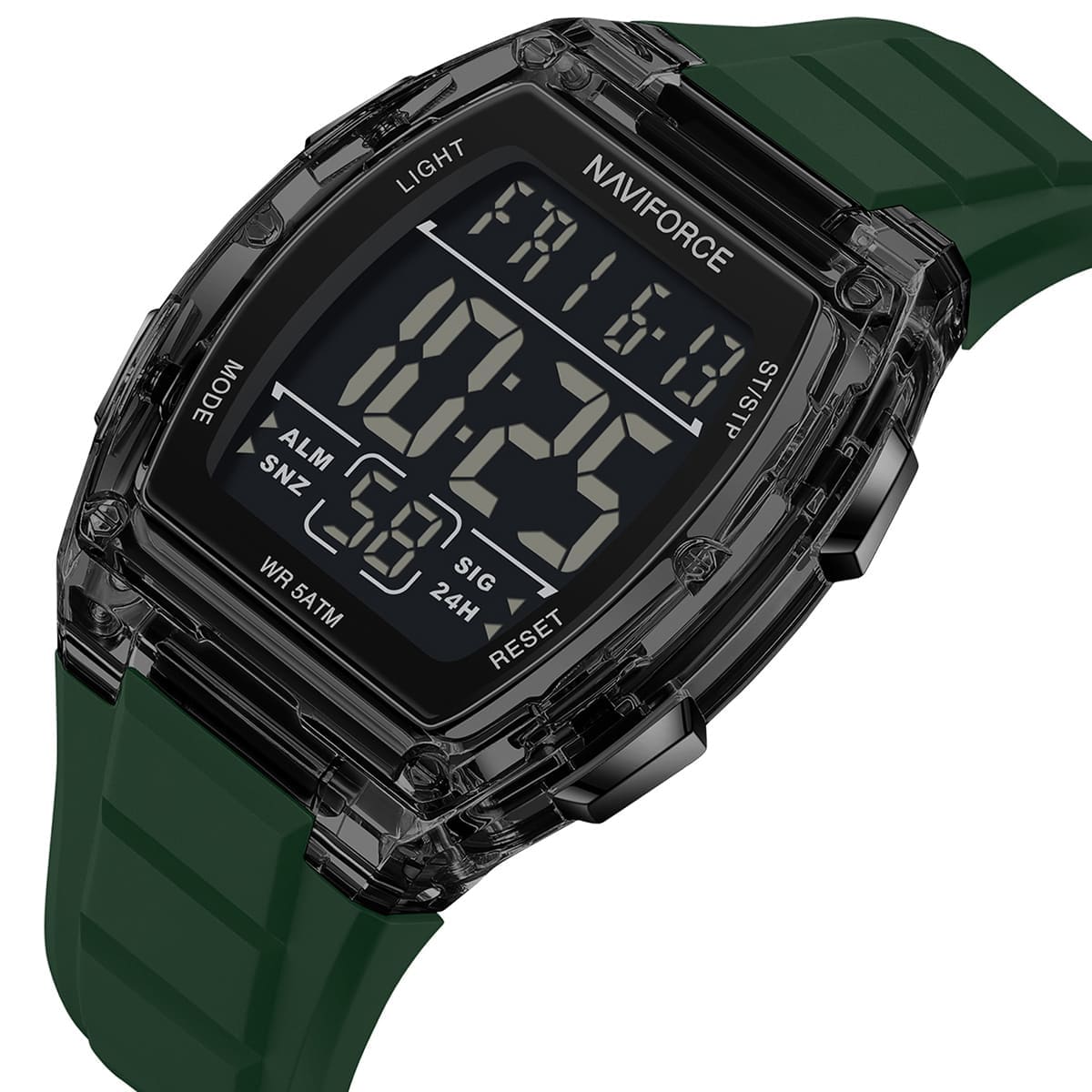 Naviforce NF6106-B-GN Men's Square Digital Watch – Black Dial & Green Rubber Strap – view 2