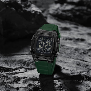 Naviforce NF6106-B-GN Men's Square Digital Watch – Black Dial & Green Rubber Strap – view 4