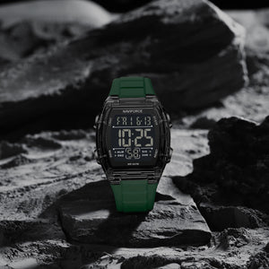 Naviforce NF6106-B-GN Men's Square Digital Watch – Black Dial & Green Rubber Strap – view 5