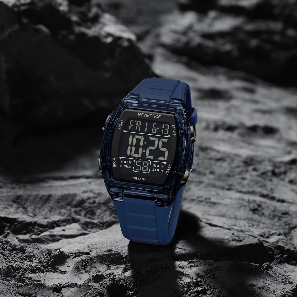 Naviforce NF6106-BE-BE Men's Square Digital Watch – Blue Case, Black Dial & Blue Rubber Strap – view 4