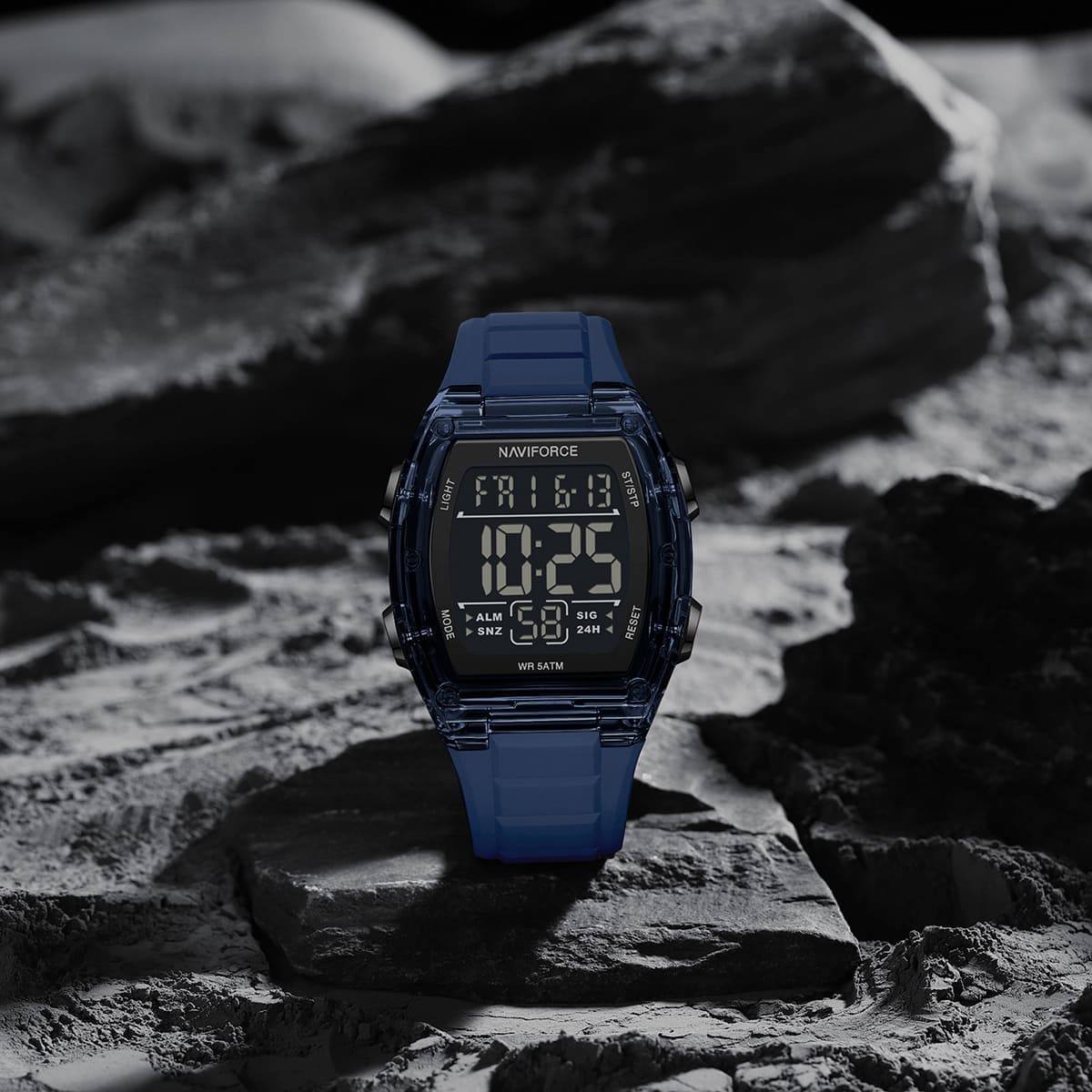 Naviforce NF6106-BE-BE Men's Square Digital Watch – Blue Case, Black Dial & Blue Rubber Strap – view 5