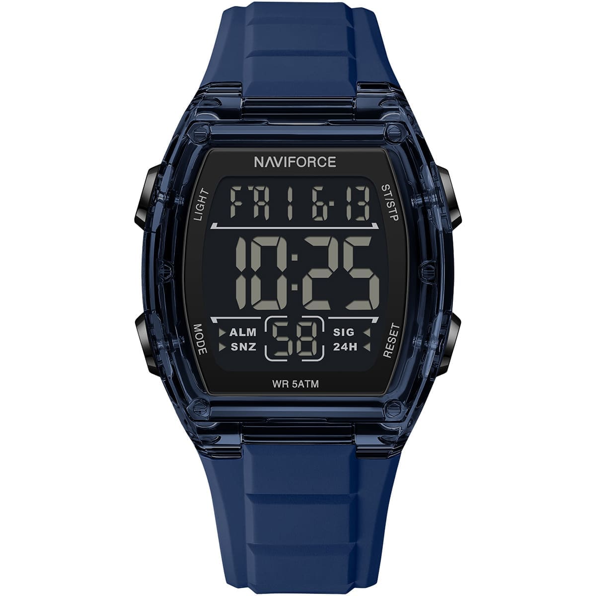 Naviforce NF6106-BE-BE Men's Square Digital Watch – Blue Case, Black Dial & Blue Rubber Strap
