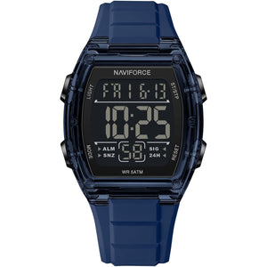 Naviforce NF6106-BE-BE Men's Square Digital Watch – Blue Case, Black Dial & Blue Rubber Strap