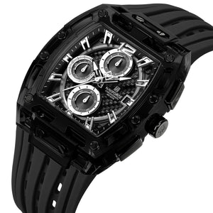 Naviforce NF7105-B-B-B Men's Square Chronograph Watch – Black Dial & Black Rubber Strap – view 2