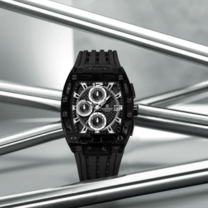 Naviforce NF7105-B-B-B Men's Square Chronograph Watch – Black Dial & Black Rubber Strap – view 3