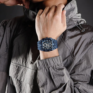 Naviforce NF7105-BE-BE-BE Men's Square Chronograph Watch – Blue Dial & Blue Rubber Strap – view 5