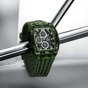 Naviforce NF7105-GN-GN-GN Men's Square Chronograph Watch – Green Dial & Green Rubber Strap – view 4
