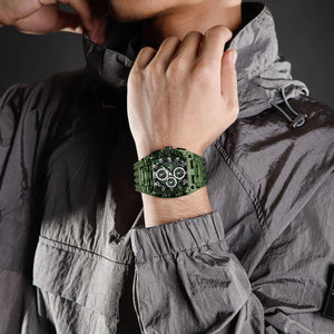 Naviforce NF7105-GN-GN-GN Men's Square Chronograph Watch – Green Dial & Green Rubber Strap – view 5