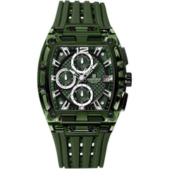 Naviforce NF7105-GN-GN-GN Men's Square Chronograph Watch – Green Dial & Green Rubber Strap