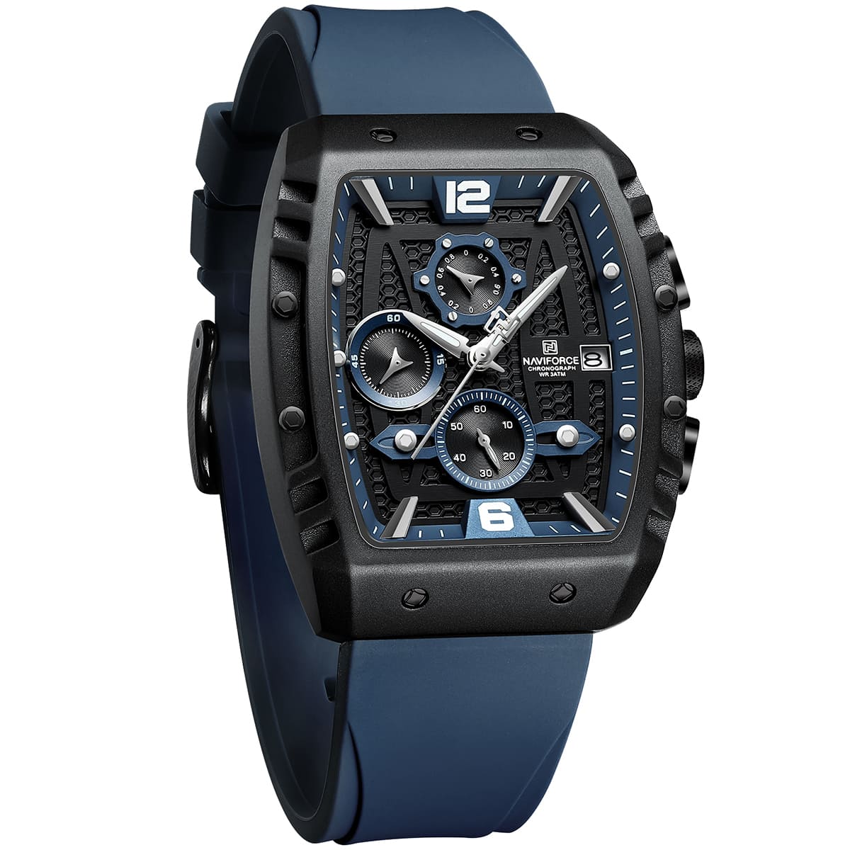 Naviforce NF8025-B-BE-BE Men's Sport Chronograph Watch – Blue Dial & Blue Rubber Strap – view 4