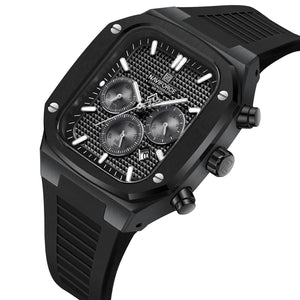 Naviforce NF8037-B-B-B Men's Square Chronograph Watch – Black Case, Black Dial & Rubber Strap – view 2