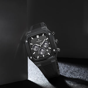 Naviforce NF8037-B-B-B Men's Square Chronograph Watch – Black Case, Black Dial & Rubber Strap – view 4