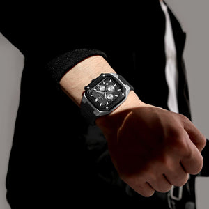 Naviforce NF8037-S-B-B Men's Square Chronograph Watch – Silver Case, Black Dial & Rubber Strap – view 5