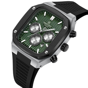 Naviforce NF8037-S-GN-B Men's Square Chronograph Watch – Green Dial & Black Rubber Strap – view 2