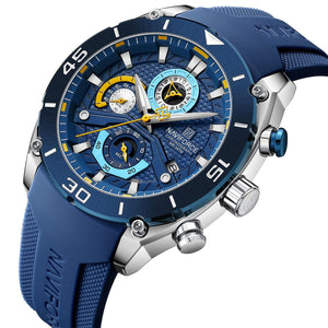 Naviforce NF8038-S-BE-BE Men's Chronograph Watch – Blue Dial & Blue Rubber Strap – view 2