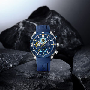 Naviforce NF8038-S-BE-BE Men's Chronograph Watch – Blue Dial & Blue Rubber Strap – view 3