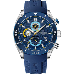 Naviforce NF8038-S-BE-BE Men's Chronograph Watch – Blue Dial & Blue Rubber Strap