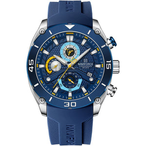 Naviforce NF8038-S-BE-BE Men's Chronograph Watch – Blue Dial & Blue Rubber Strap