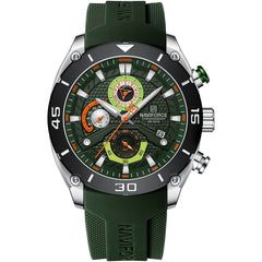 Naviforce NF8038-S-GN-GN Men's Chronograph Watch – Green Dial & Green Rubber Strap