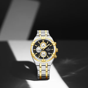 Naviforce NF8042-S-B-G Men's Chronograph Watch – Black Dial & Silver-Gold Two-Tone Strap – view 3
