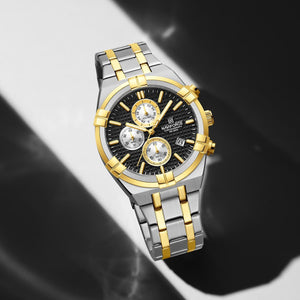 Naviforce NF8042-S-B-G Men's Chronograph Watch – Black Dial & Silver-Gold Two-Tone Strap – view 4