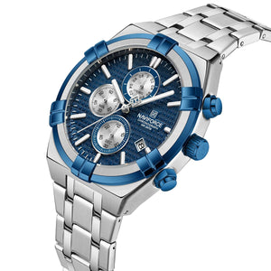 Naviforce NF8042-S-BE-S Men's Chronograph Watch – Blue Dial & Silver Steel Strap – view 2