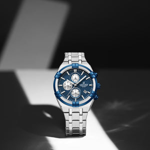 Naviforce NF8042-S-BE-S Men's Chronograph Watch – Blue Dial & Silver Steel Strap – view 3