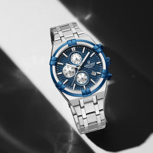 Naviforce NF8042-S-BE-S Men's Chronograph Watch – Blue Dial & Silver Steel Strap – view 4