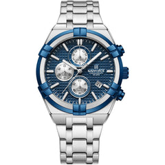 Naviforce NF8042-S-BE-S Men's Chronograph Watch – Blue Dial & Silver Steel Strap