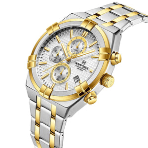 Naviforce NF8042-S-W-G Men's Chronograph Watch – White Dial & Silver-Gold Two-Tone Strap – view 2