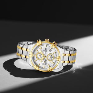 Naviforce NF8042-S-W-G Men's Chronograph Watch – White Dial & Silver-Gold Two-Tone Strap – view 4