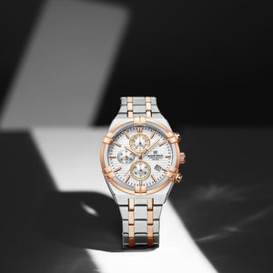 Naviforce NF8042-S-W-RG Men's Chronograph Watch – White Dial & Silver-Rose Gold Two-Tone Strap – view 3